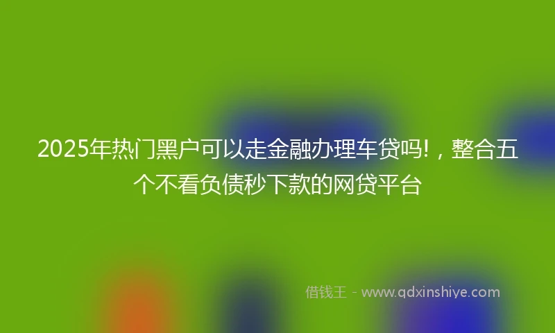 2025年热门黑户可以走金融办理车贷吗!，整合五个不看负债秒下款的网贷平台