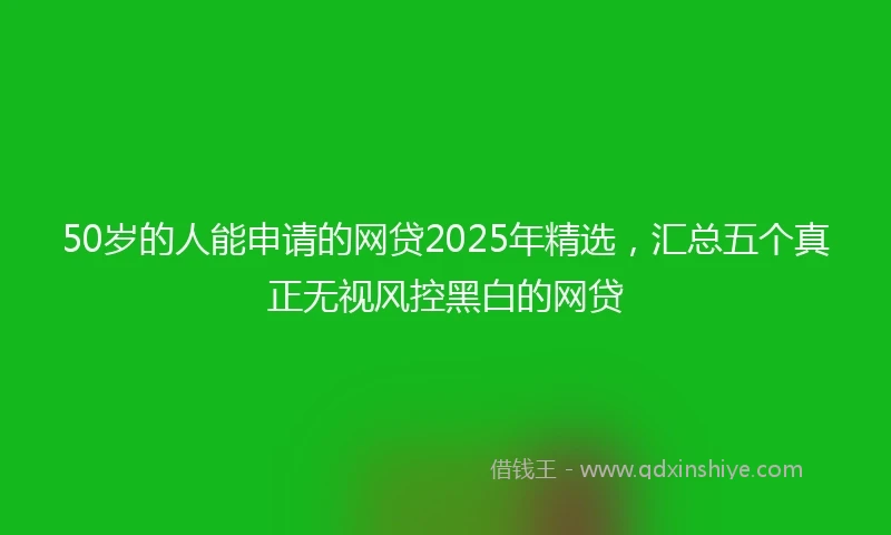 50岁的人能申请的网贷2025年精选，汇总五个真正无视风控黑白的网贷