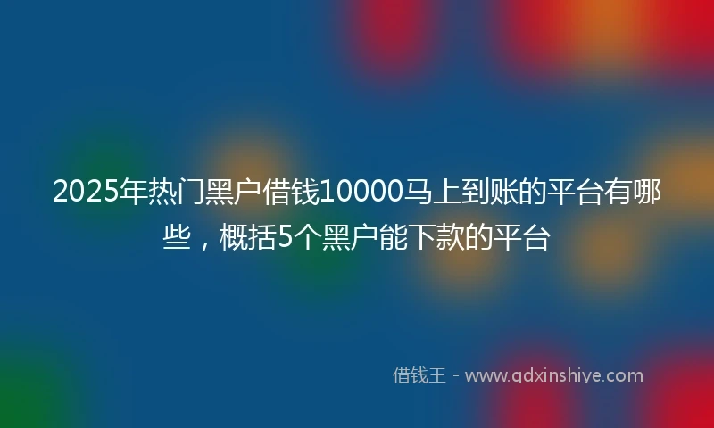 2025年热门黑户借钱10000马上到账的平台有哪些，概括5个黑户能下款的平台