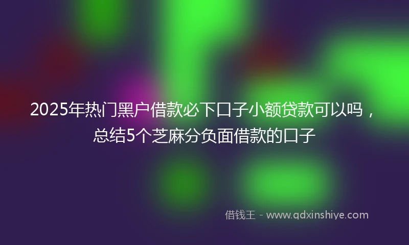 2025年热门黑户借款必下口子小额贷款可以吗，总结5个芝麻分负面借款的口子