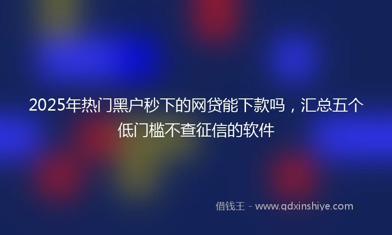 2025年热门黑户秒下的网贷能下款吗，汇总五个低门槛不查征信的软件