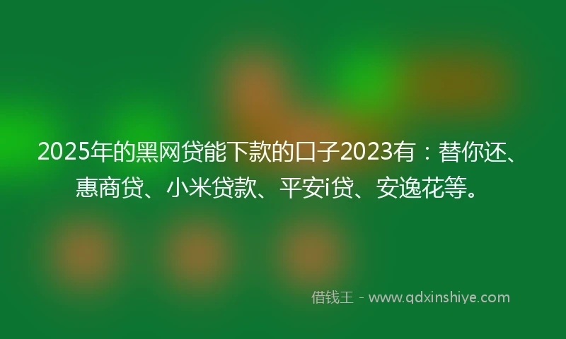 2025年的黑网贷能下款的口子2023有：替你还、惠商贷、小米贷款、平安i贷、安逸花等。