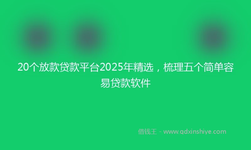 20个放款贷款平台2025年精选，梳理五个简单容易贷款软件
