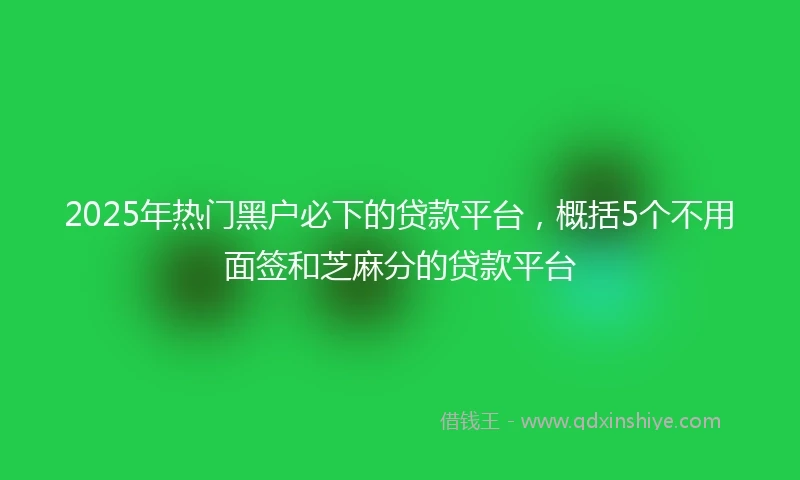 2025年热门黑户必下的贷款平台，概括5个不用面签和芝麻分的贷款平台