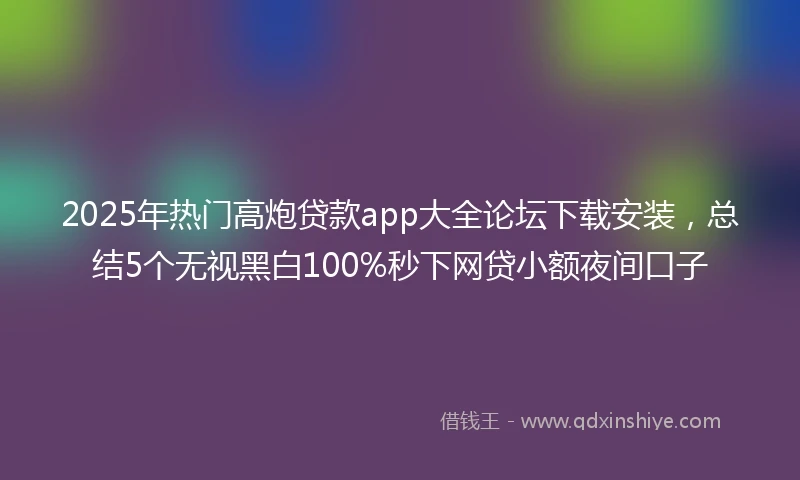 2025年热门高炮贷款app大全论坛下载安装，总结5个无视黑白100%秒下网贷小额夜间口子