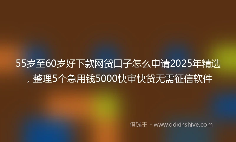 55岁至60岁好下款网贷口子怎么申请2025年精选，整理5个急用钱5000快审快贷无需征信软件