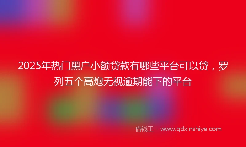 2025年热门黑户小额贷款有哪些平台可以贷，罗列五个高炮无视逾期能下的平台