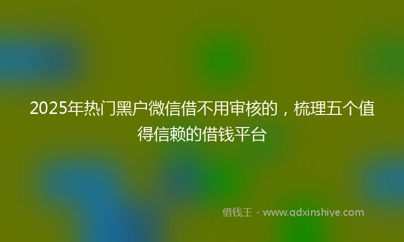 2025年热门黑户微信借不用审核的，梳理五个值得信赖的借钱平台