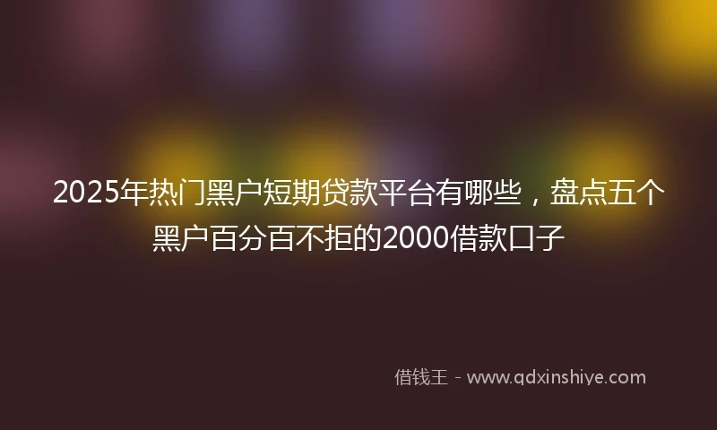 2025年热门黑户短期贷款平台有哪些，盘点五个黑户百分百不拒的2000借款口子