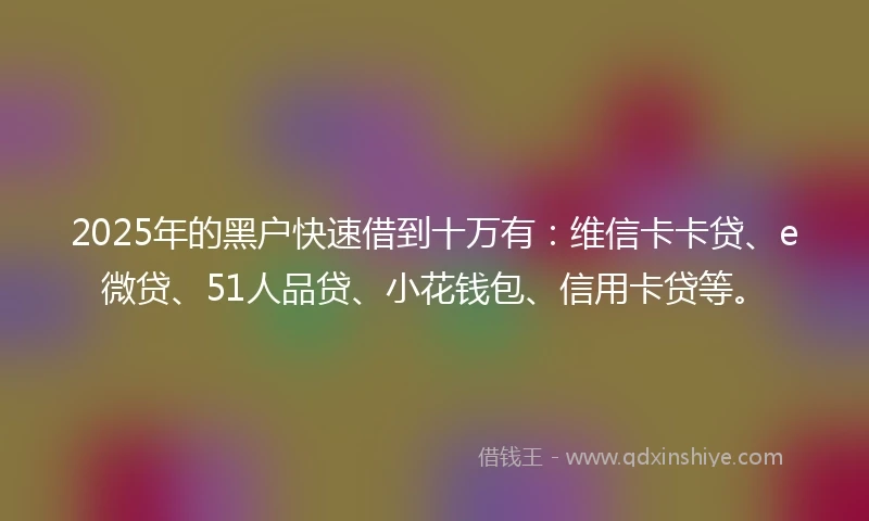 2025年的黑户快速借到十万有：维信卡卡贷、e微贷、51人品贷、小花钱包、信用卡贷等。