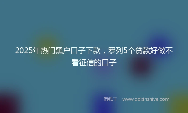 2025年热门黑户口子下款，罗列5个贷款好做不看征信的口子