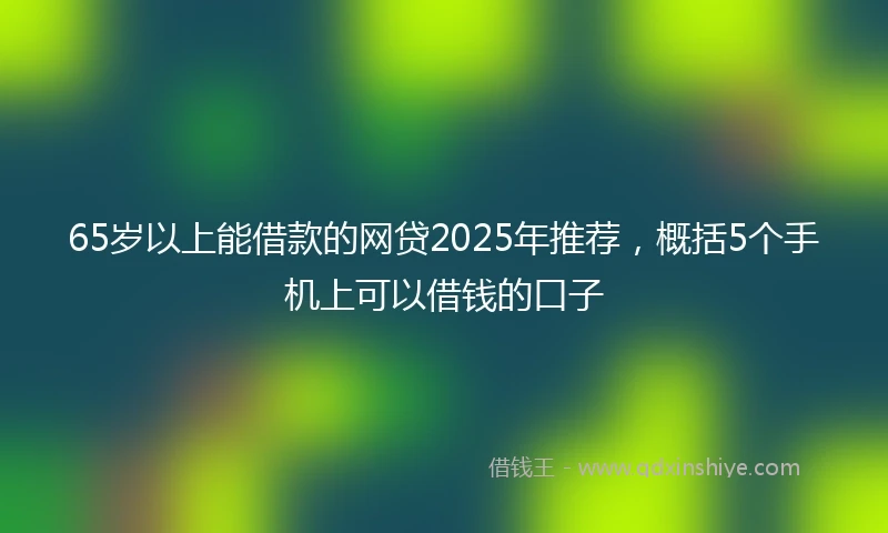 65岁以上能借款的网贷2025年推荐，概括5个手机上可以借钱的口子