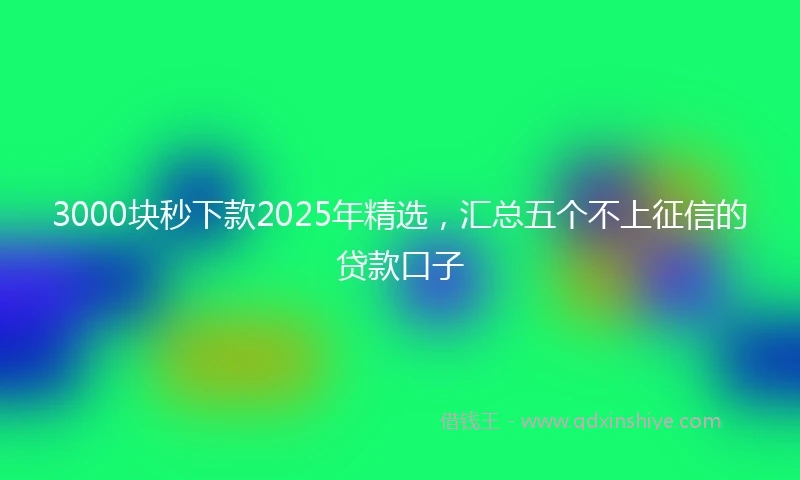 3000块秒下款2025年精选，汇总五个不上征信的贷款口子