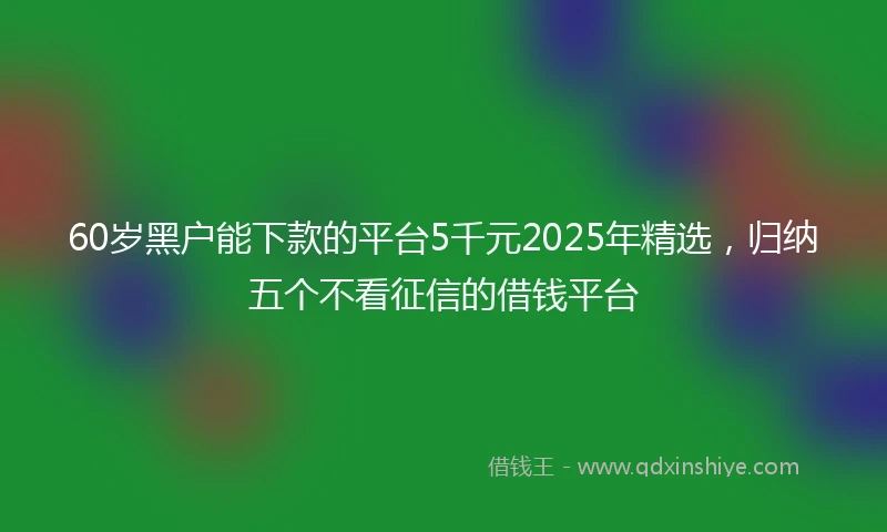 60岁黑户能下款的平台5千元2025年精选，归纳五个不看征信的借钱平台