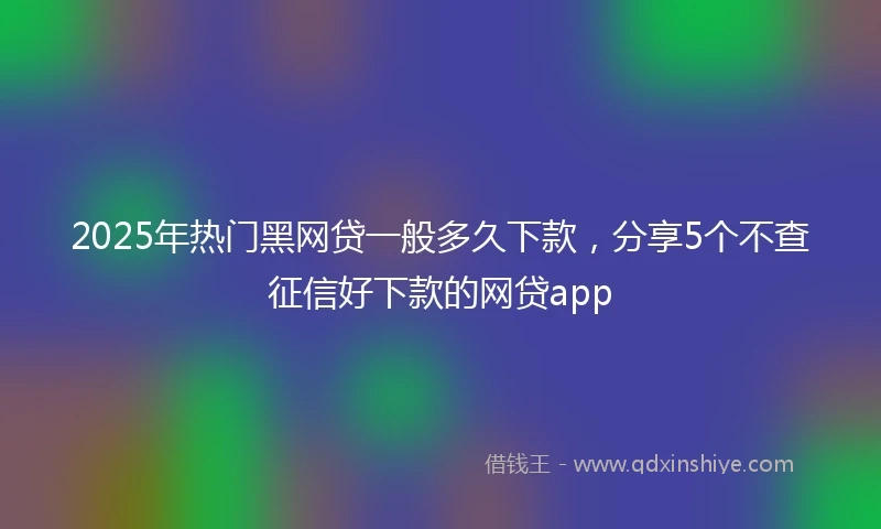 2025年热门黑网贷一般多久下款，分享5个不查征信好下款的网贷app