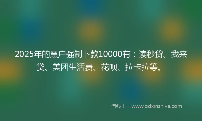 2025年的黑户强制下款10000有：读秒贷、我来贷、美团生活费、花呗、拉卡拉等。