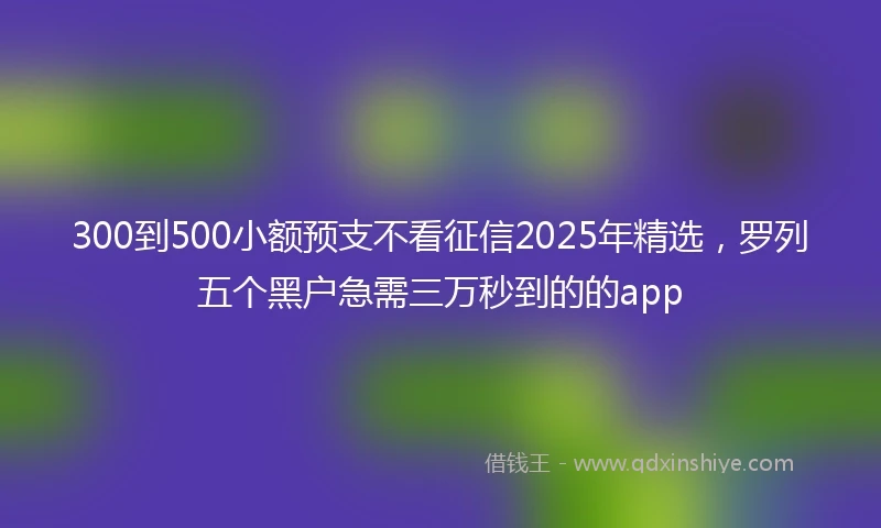 300到500小额预支不看征信2025年精选，罗列五个黑户急需三万秒到的的app