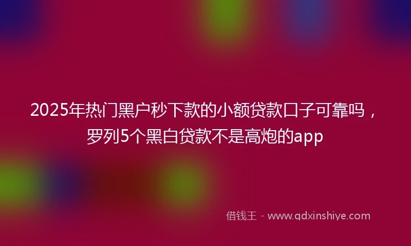 2025年热门黑户秒下款的小额贷款口子可靠吗，罗列5个黑白贷款不是高炮的app