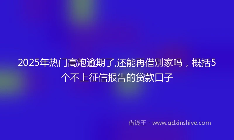 2025年热门高炮逾期了,还能再借别家吗，概括5个不上征信报告的贷款口子