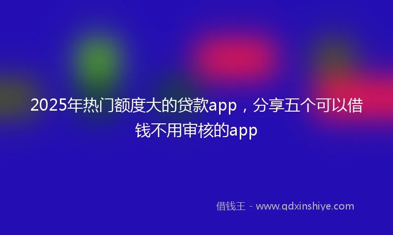 2025年热门额度大的贷款app，分享五个可以借钱不用审核的app