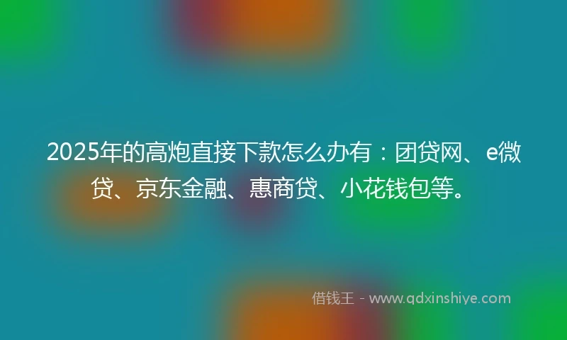 2025年的高炮直接下款怎么办有：团贷网、e微贷、京东金融、惠商贷、小花钱包等。