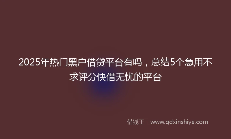2025年热门黑户借贷平台有吗，总结5个急用不求评分快借无忧的平台