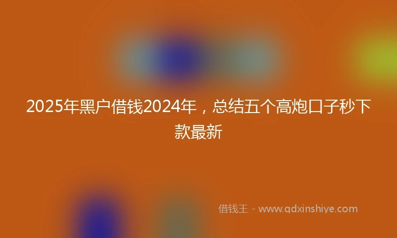 2025年黑户借钱2024年，总结五个高炮口子秒下款最新