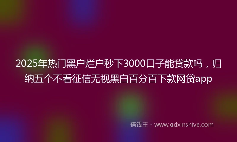 2025年热门黑户烂户秒下3000口子能贷款吗，归纳五个不看征信无视黑白百分百下款网贷app