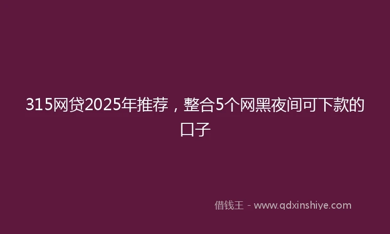 315网贷2025年推荐，整合5个网黑夜间可下款的口子