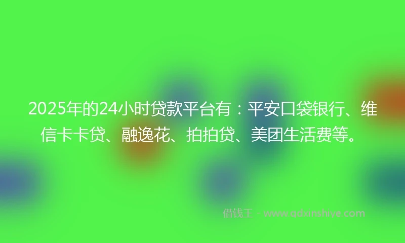2025年的24小时贷款平台有：平安口袋银行、维信卡卡贷、融逸花、拍拍贷、美团生活费等。