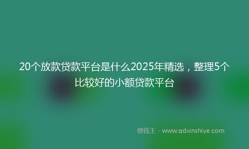 20个放款贷款平台是什么2025年精选，整理5个比较好的小额贷款平台