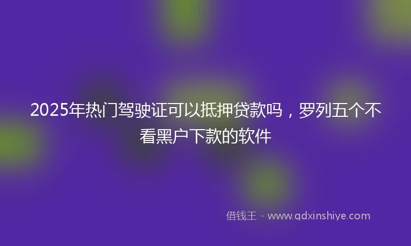 2025年热门驾驶证可以抵押贷款吗，罗列五个不看黑户下款的软件