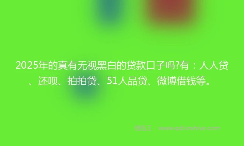 2025年的真有无视黑白的贷款口子吗?有：人人贷、还呗、拍拍贷、51人品贷、微博借钱等。