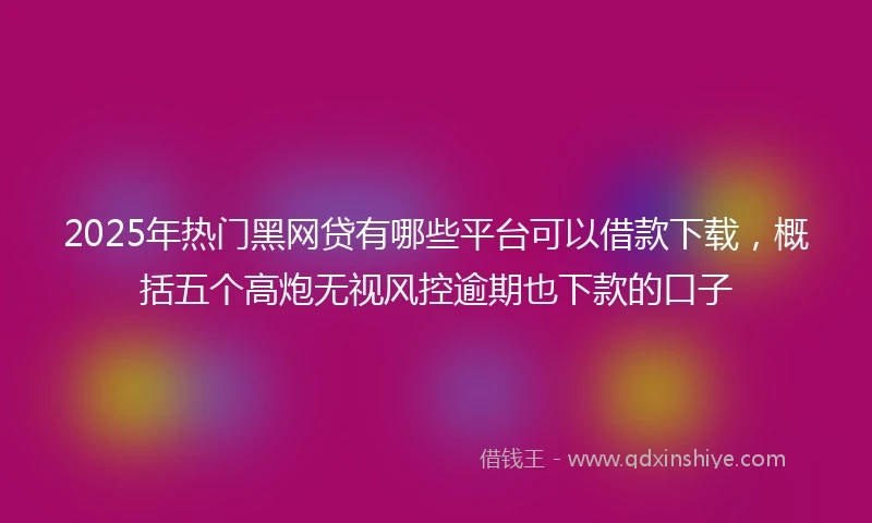 2025年热门黑网贷有哪些平台可以借款下载，概括五个高炮无视风控逾期也下款的口子