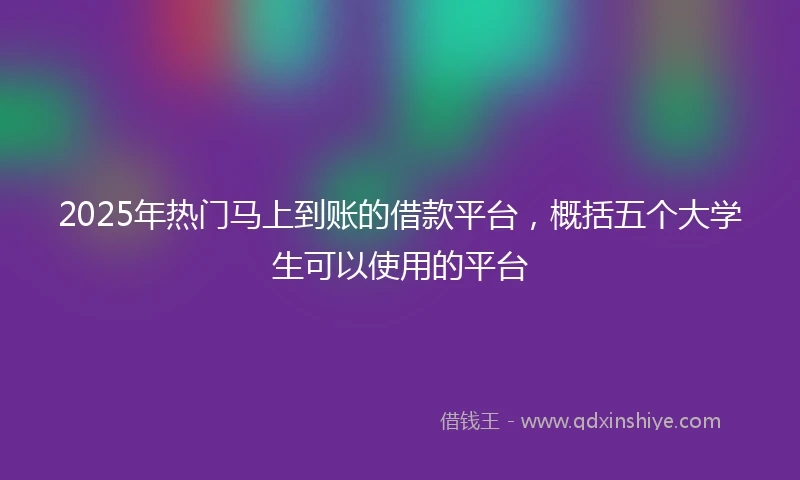 2025年热门马上到账的借款平台，概括五个大学生可以使用的平台