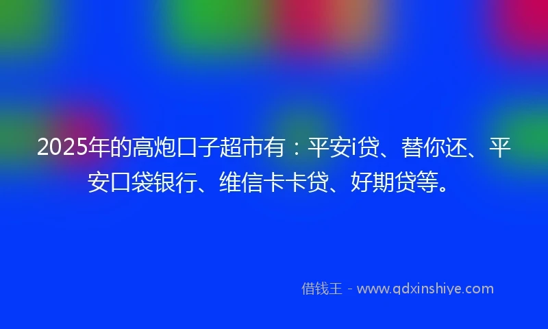 2025年的高炮口子超市有：平安i贷、替你还、平安口袋银行、维信卡卡贷、好期贷等。