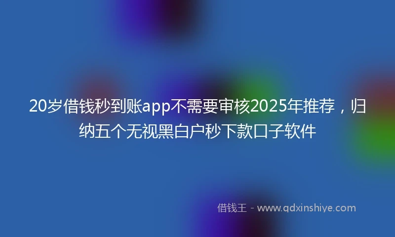 20岁借钱秒到账app不需要审核2025年推荐，归纳五个无视黑白户秒下款口子软件