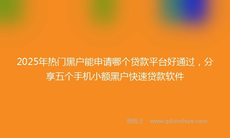 2025年热门黑户能申请哪个贷款平台好通过，分享五个手机小额黑户快速贷款软件