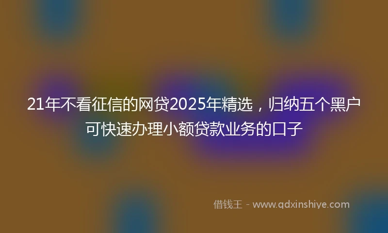 21年不看征信的网贷2025年精选，归纳五个黑户可快速办理小额贷款业务的口子