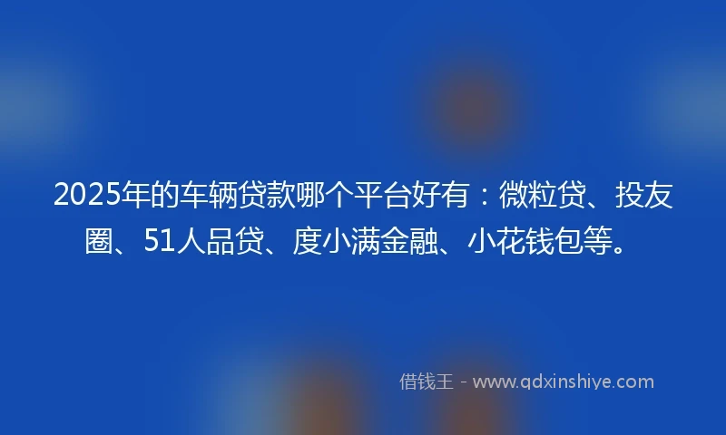 2025年的车辆贷款哪个平台好有：微粒贷、投友圈、51人品贷、度小满金融、小花钱包等。