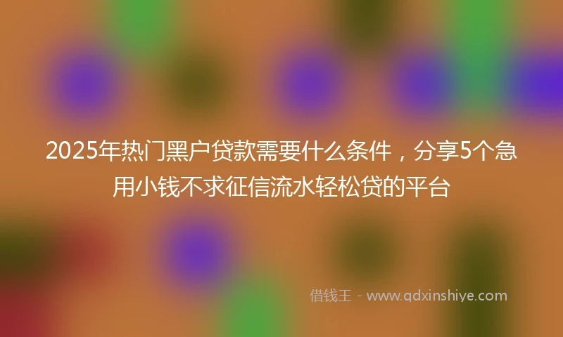 2025年热门黑户贷款需要什么条件，分享5个急用小钱不求征信流水轻松贷的平台
