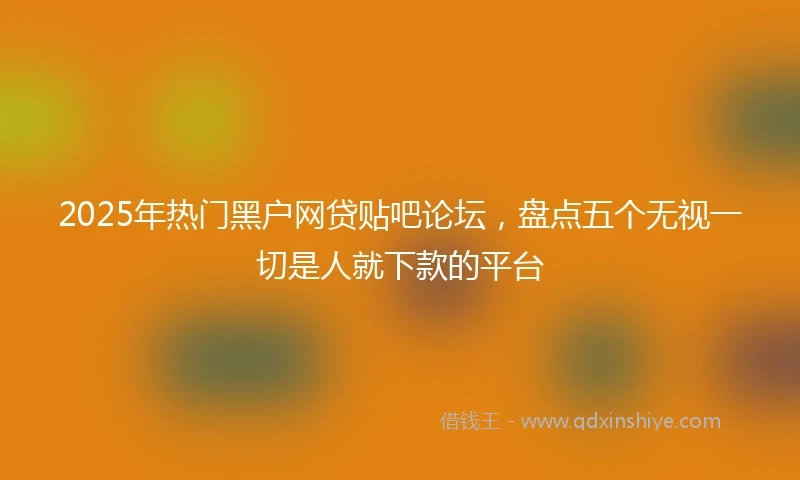 2025年热门黑户网贷贴吧论坛，盘点五个无视一切是人就下款的平台
