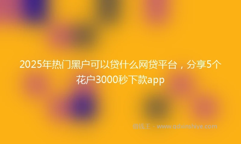 2025年热门黑户可以贷什么网贷平台，分享5个花户3000秒下款app