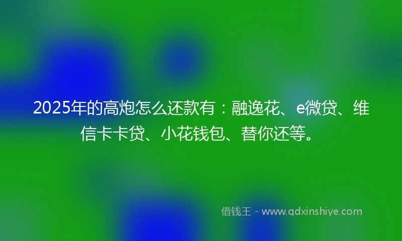 2025年的高炮怎么还款有：融逸花、e微贷、维信卡卡贷、小花钱包、替你还等。