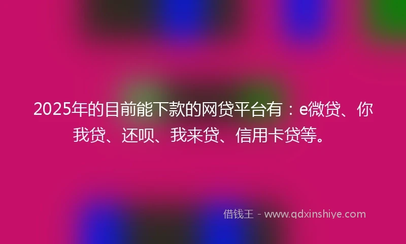 2025年的目前能下款的网贷平台有：e微贷、你我贷、还呗、我来贷、信用卡贷等。