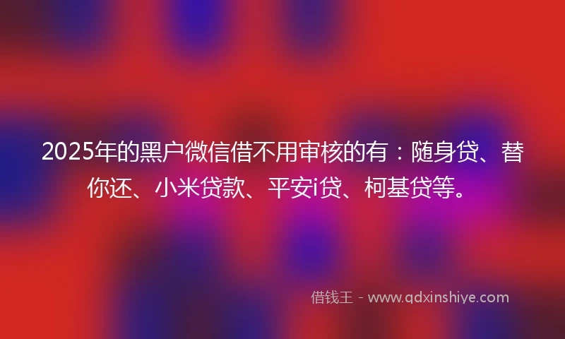 2025年的黑户微信借不用审核的有：随身贷、替你还、小米贷款、平安i贷、柯基贷等。