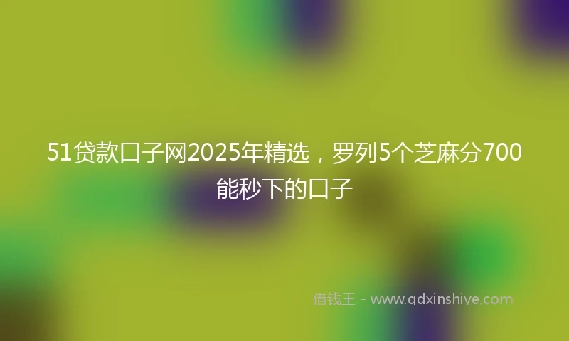 51贷款口子网2025年精选，罗列5个芝麻分700能秒下的口子