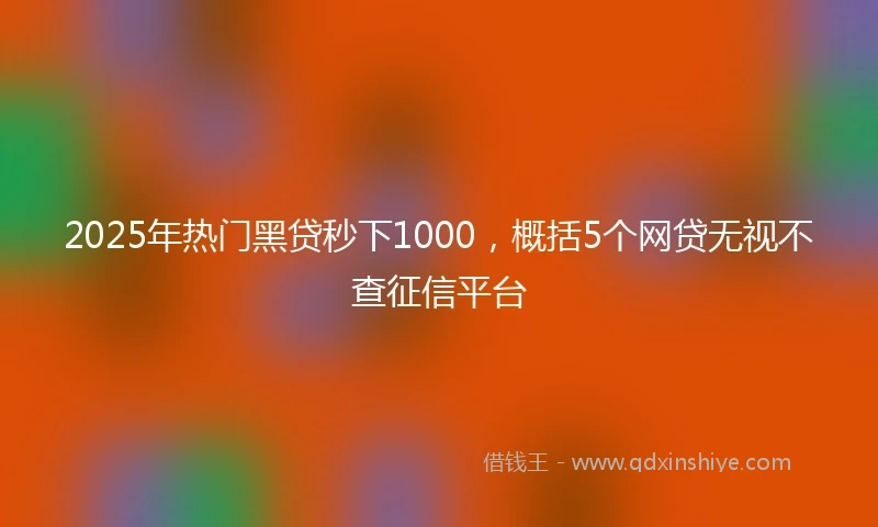 2025年热门黑贷秒下1000，概括5个网贷无视不查征信平台