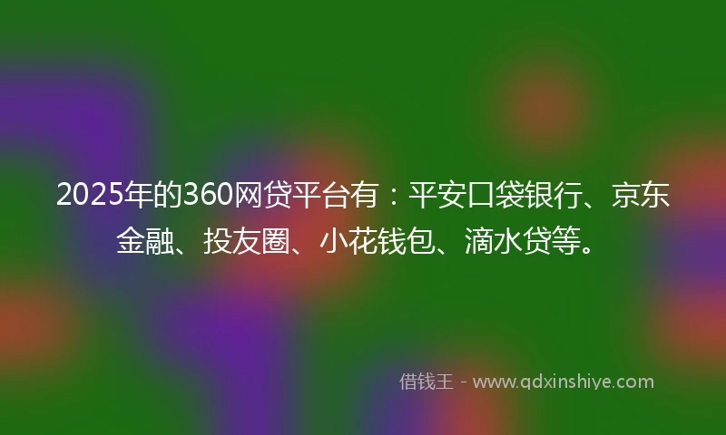 2025年的360网贷平台有：平安口袋银行、京东金融、投友圈、小花钱包、滴水贷等。