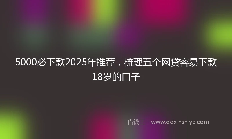 5000必下款2025年推荐，梳理五个网贷容易下款18岁的口子